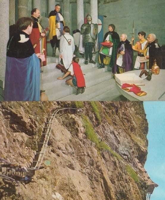 Tintagel The Knighting Ceremony Arthurs Hall 100 Steps 2x 70s Castle Postcard s