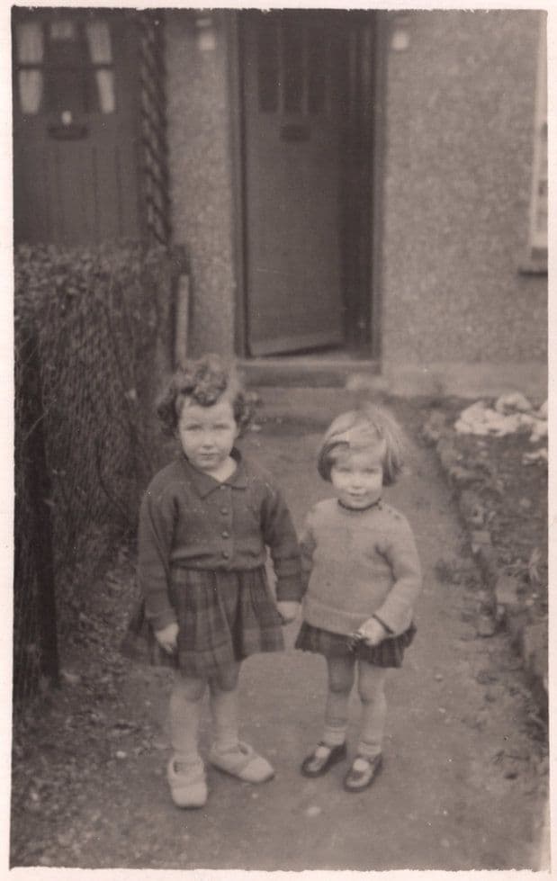 Tiny Children at London Front Door 1939 Real Photo WW2 Postcard