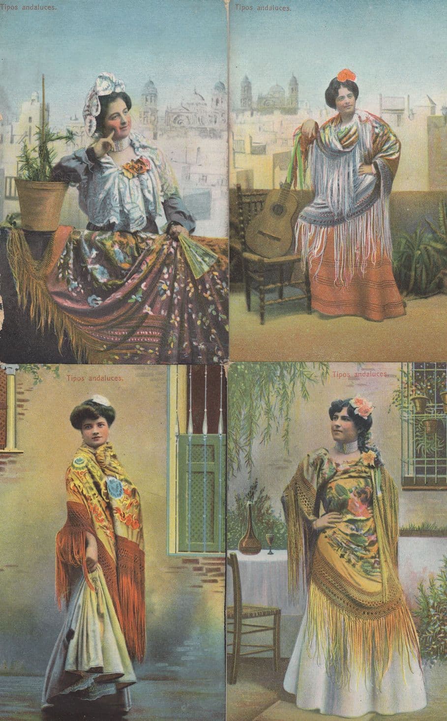 Tipos Andaluces & Spanish Ladies Fashion 6x Old Postcard s