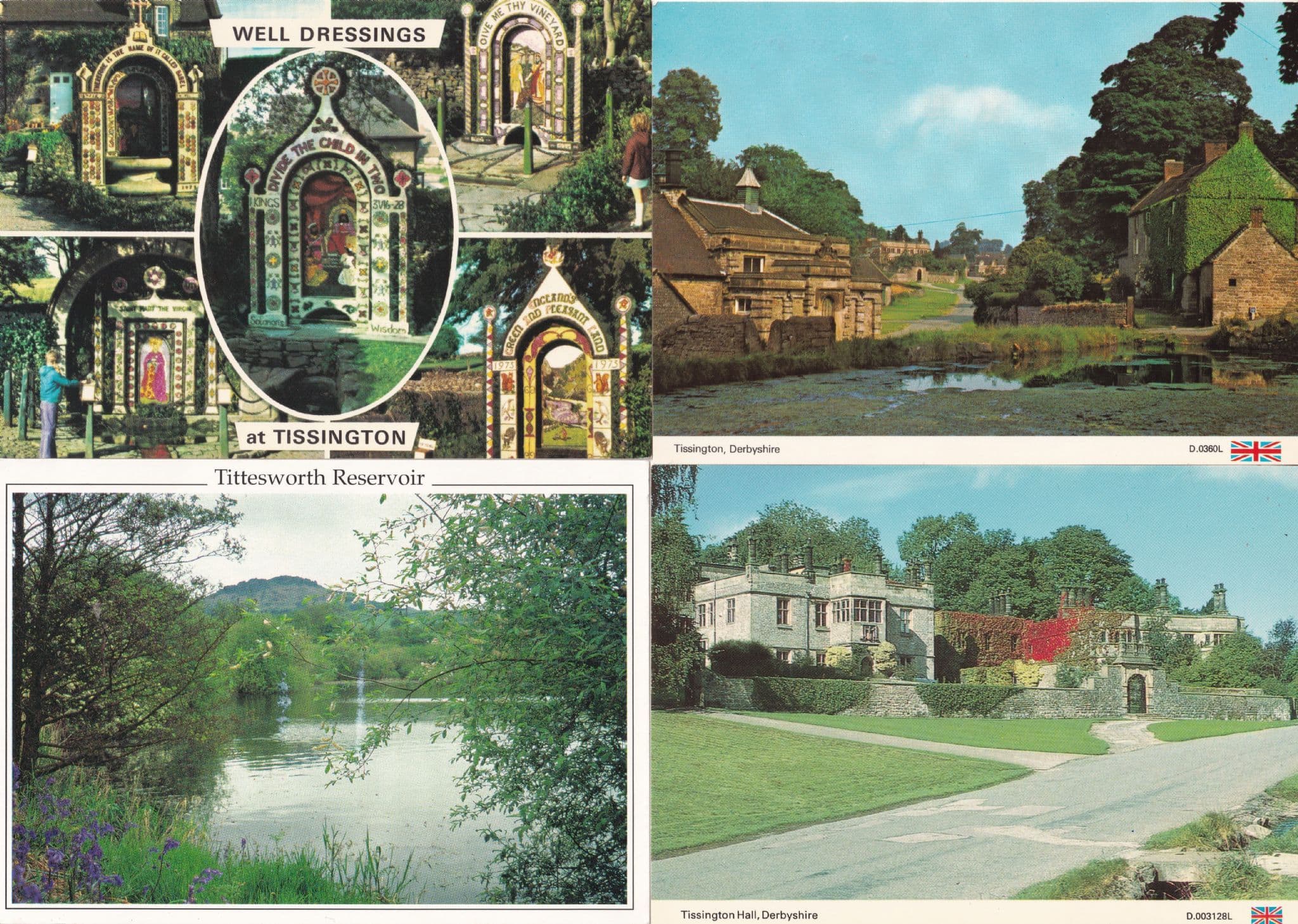 Tissington Well Hall Tittesworth Reservoir 4x Derby Postcard s
