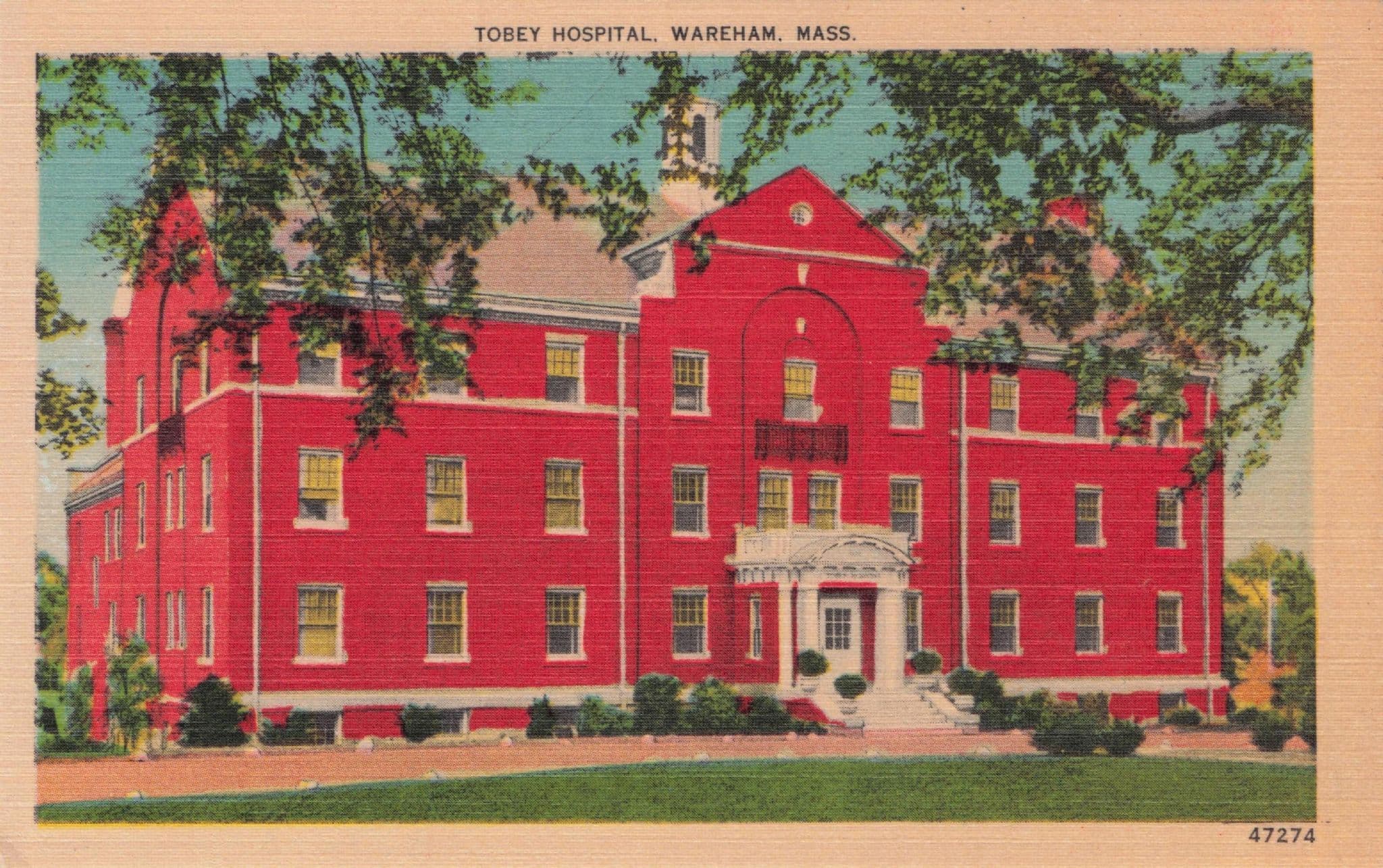 Tobey Hospital Wareham Massachusetts USA Mint Linen Postcard