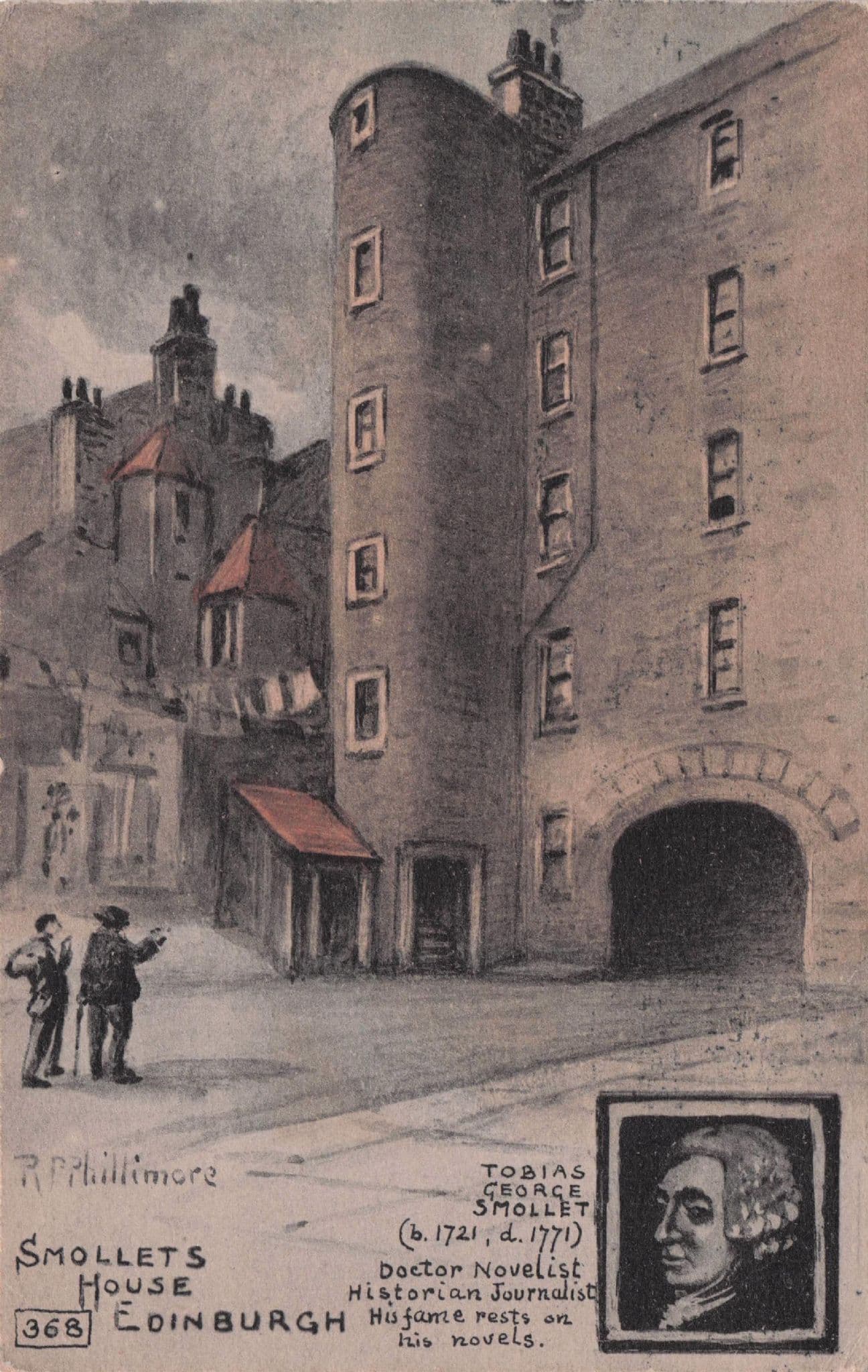 Tobias Smollet's House Edinburgh Scottish Phillimore Old Postcard