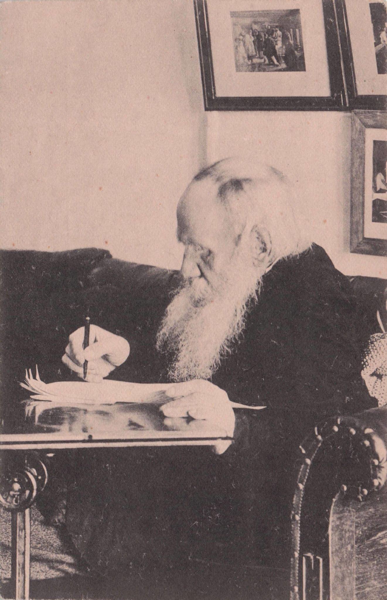 Tolstoy Russian War & Peace Book Author Antique Russia Postcard