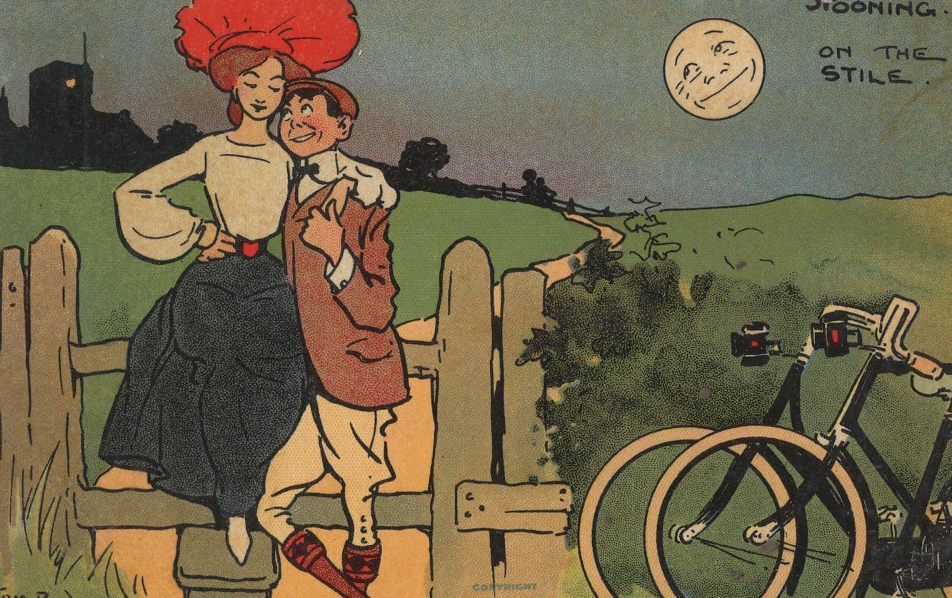 Tom Browne On The Stile Bicycle Bike Old Comic Humour Postcard