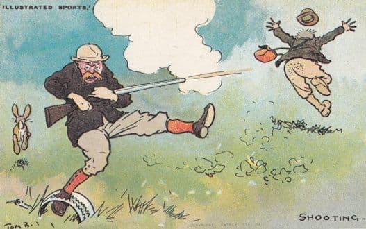 Tom Browne Shooting Farmer Comic Postcard