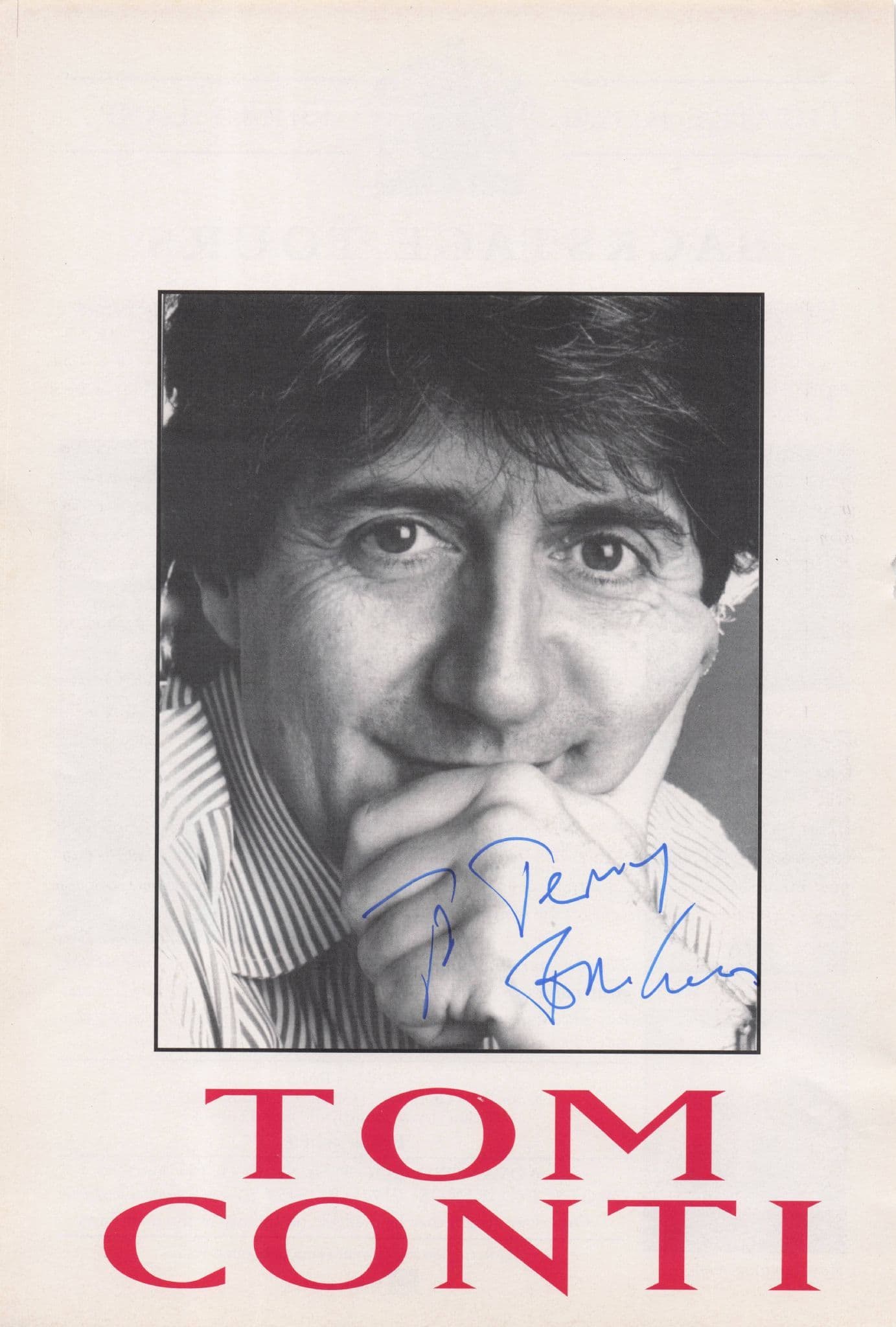 Tom Conti of Shirley Valentine Hand Signed Photo Theatre Page