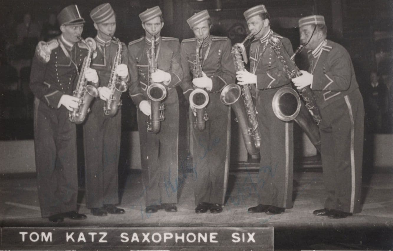 Tom Katz Saxophone Six Australian Bellboy Jazz Band Old PB Postcard