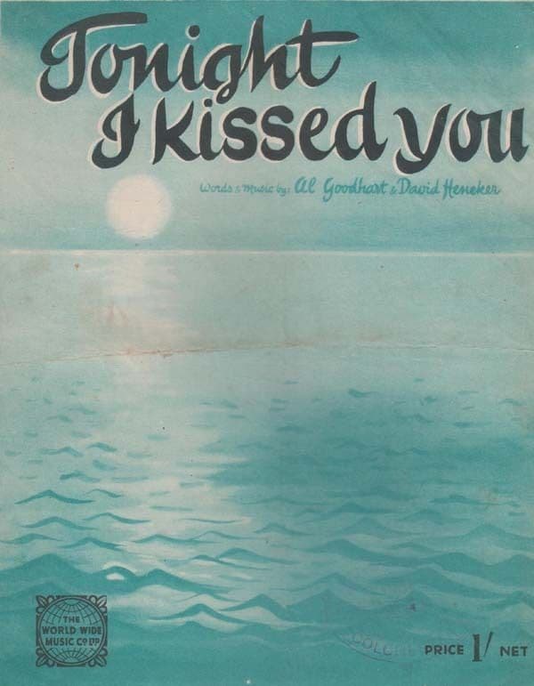 Tonight I Kissed You Al Goodhart 1940s Sheet Music