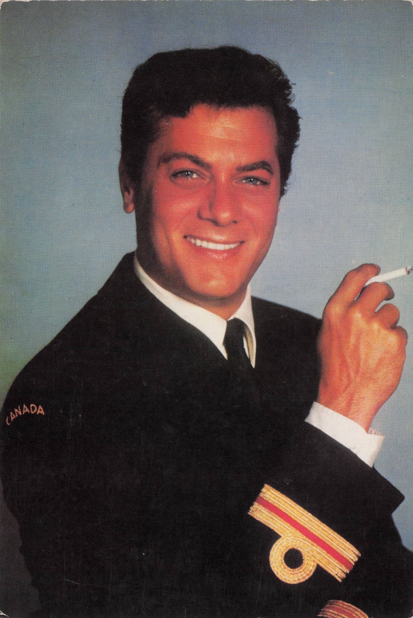Tony Curtis Military Uniform Smoking Vintage 1960s Rare Spanish Postcard