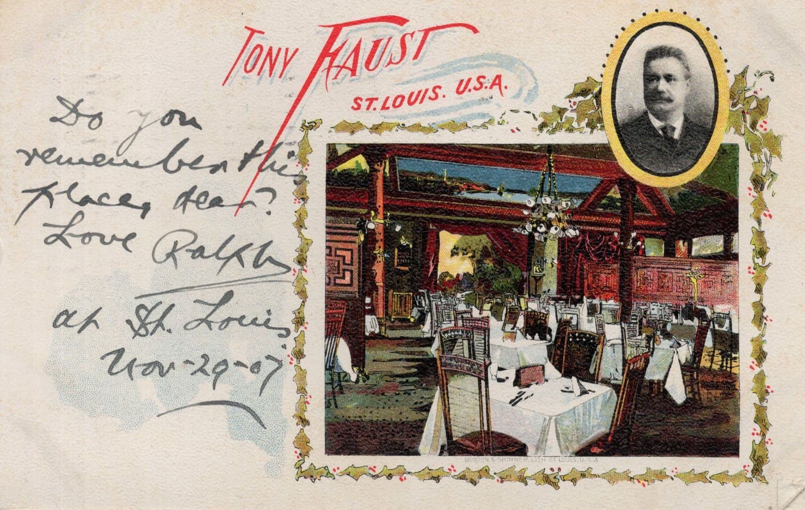 Tony Faust Restaurant Owner Portrait St Louis USA Old Postcard