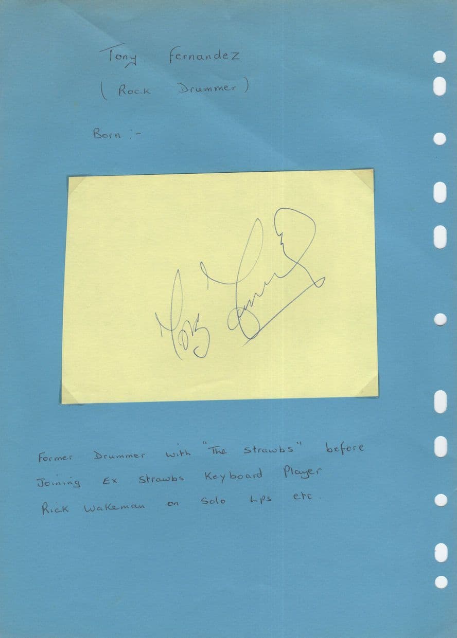 Tony Fernandez of The Strawbs Rick Wakeman Hand Signed Autograph