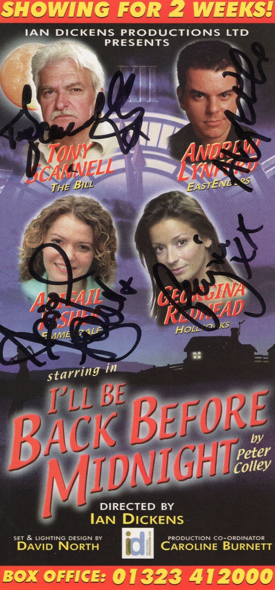 Tony Scannell The Bill Eastenders Emmerdale 4x Hand Signed Theatre Flyer