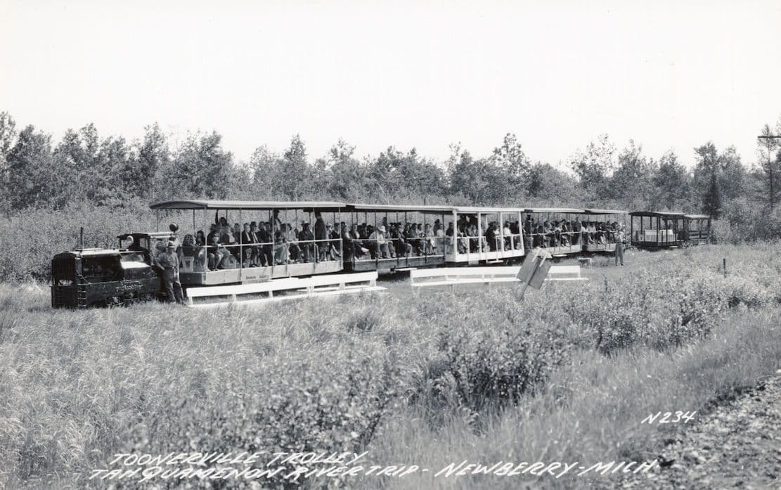 Toonerville Trolley Tram Tahquamenon River Trip Michigan USA Old Postcard