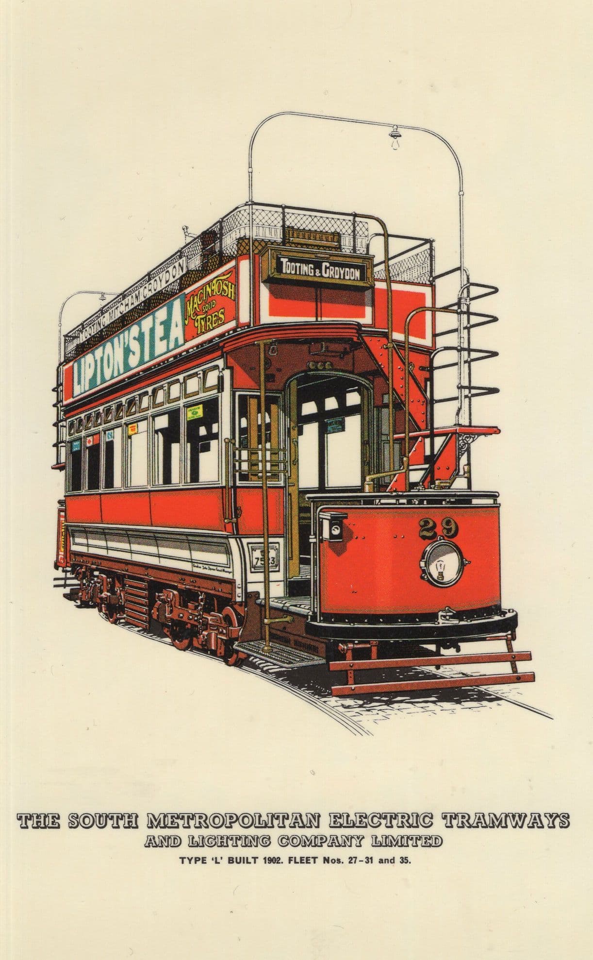 Tooting & Croydon Type L 1902 Bus Tram South Metropolitan Postcard