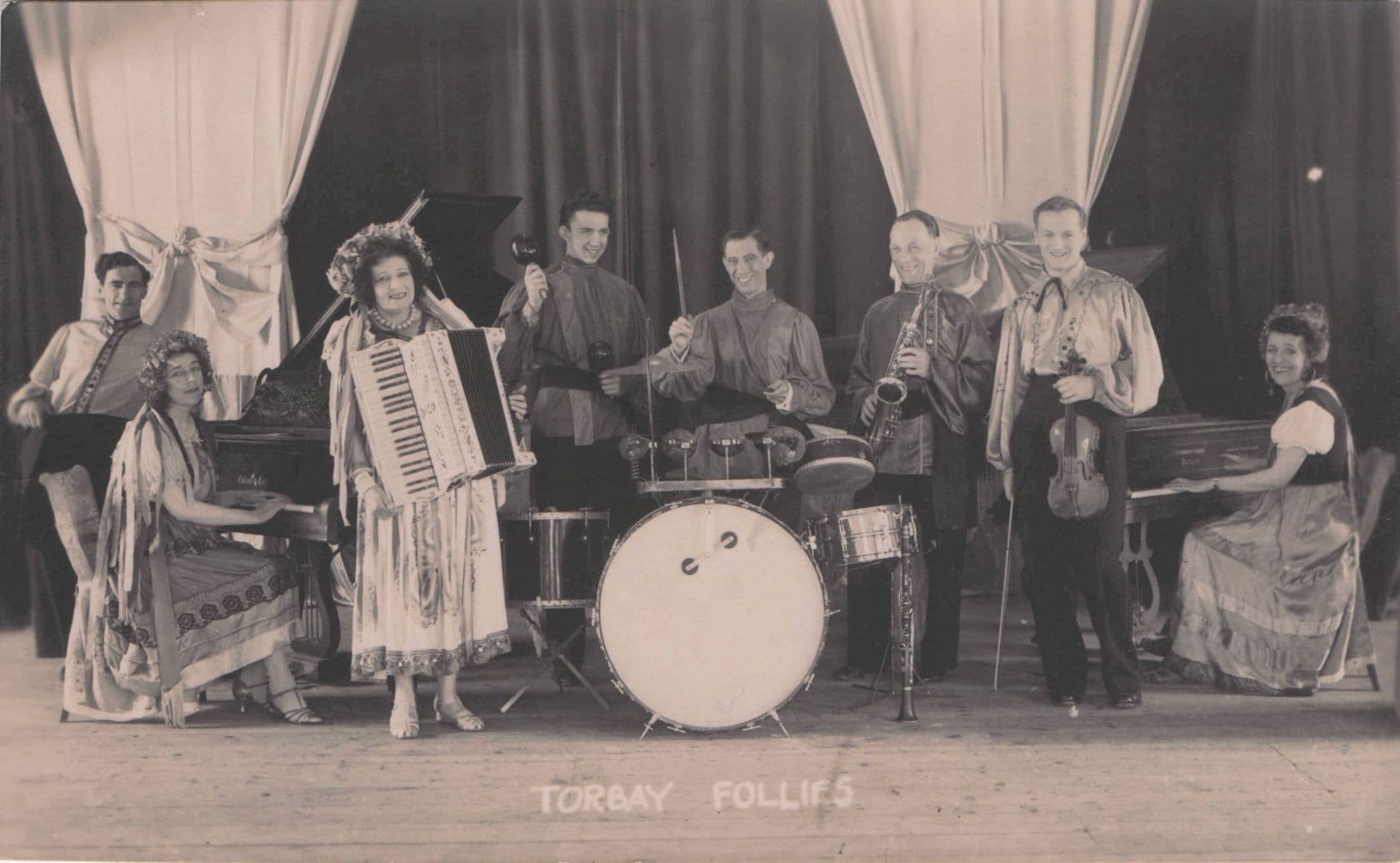 Torbay Follies Brixham Live Devon Music Concert Old 1940s Real Photo Postcard