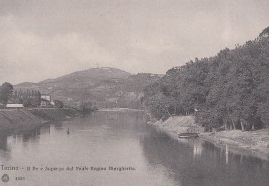 Torino Il Pop E Superga Dal Ponte Regina Margherita Antique Italian Postcard