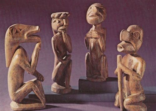 Totemistic Figures Indian Nigei Island Primitive Art Canada Postcard
