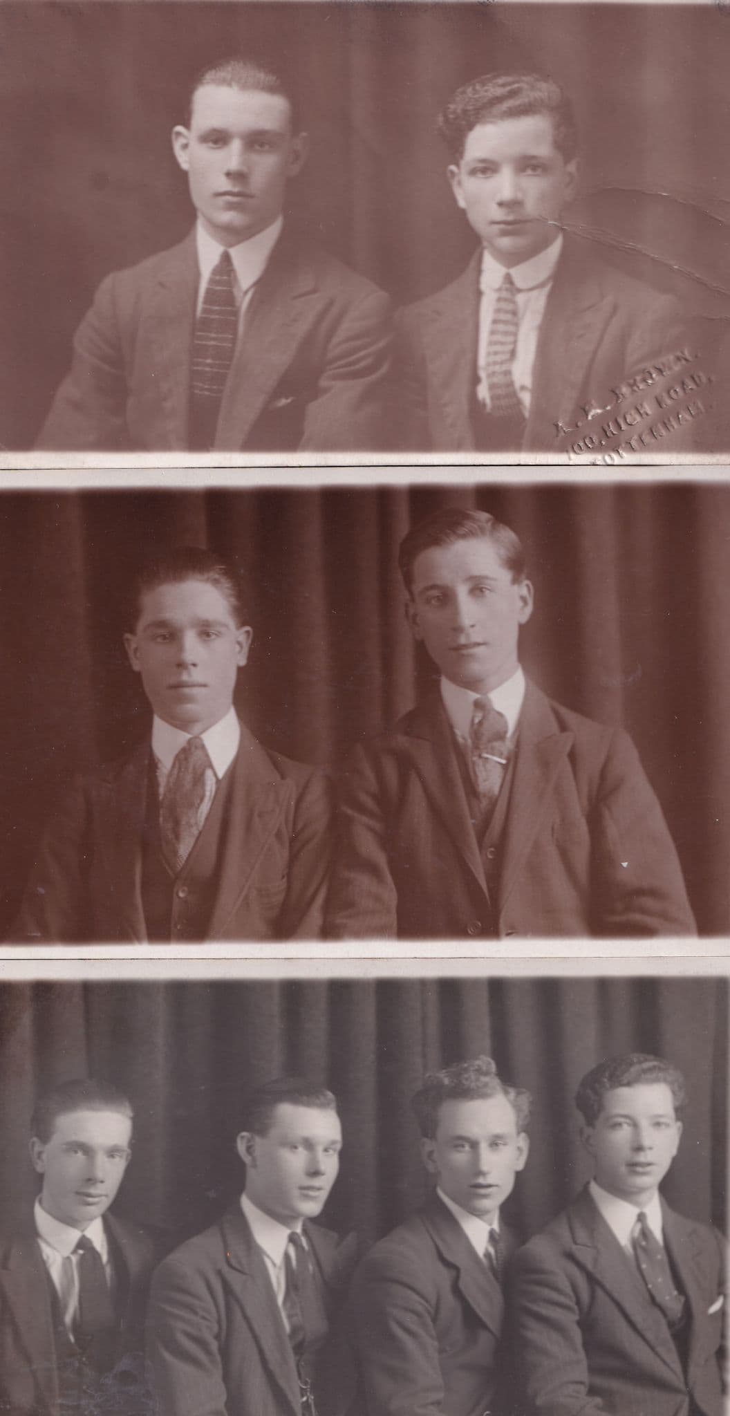 Tottenham London 3x Portrait Studio Old Postcard s