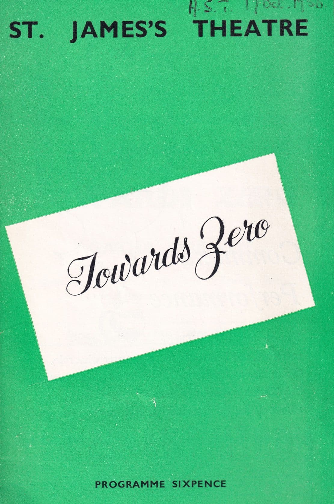 Towards Zero Agatha Christie Old Theatre Programme
