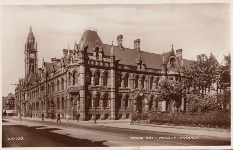 Town Hall Middlesborough Antique Real Photo Postcard