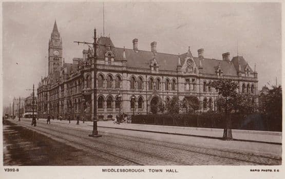 Town Hall Middlesborough Vintage Real Photo Postcard