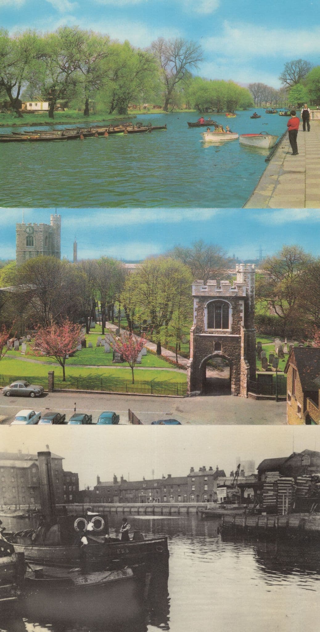 Town Quay Barking Boating Lake Essex 3x Postcard s