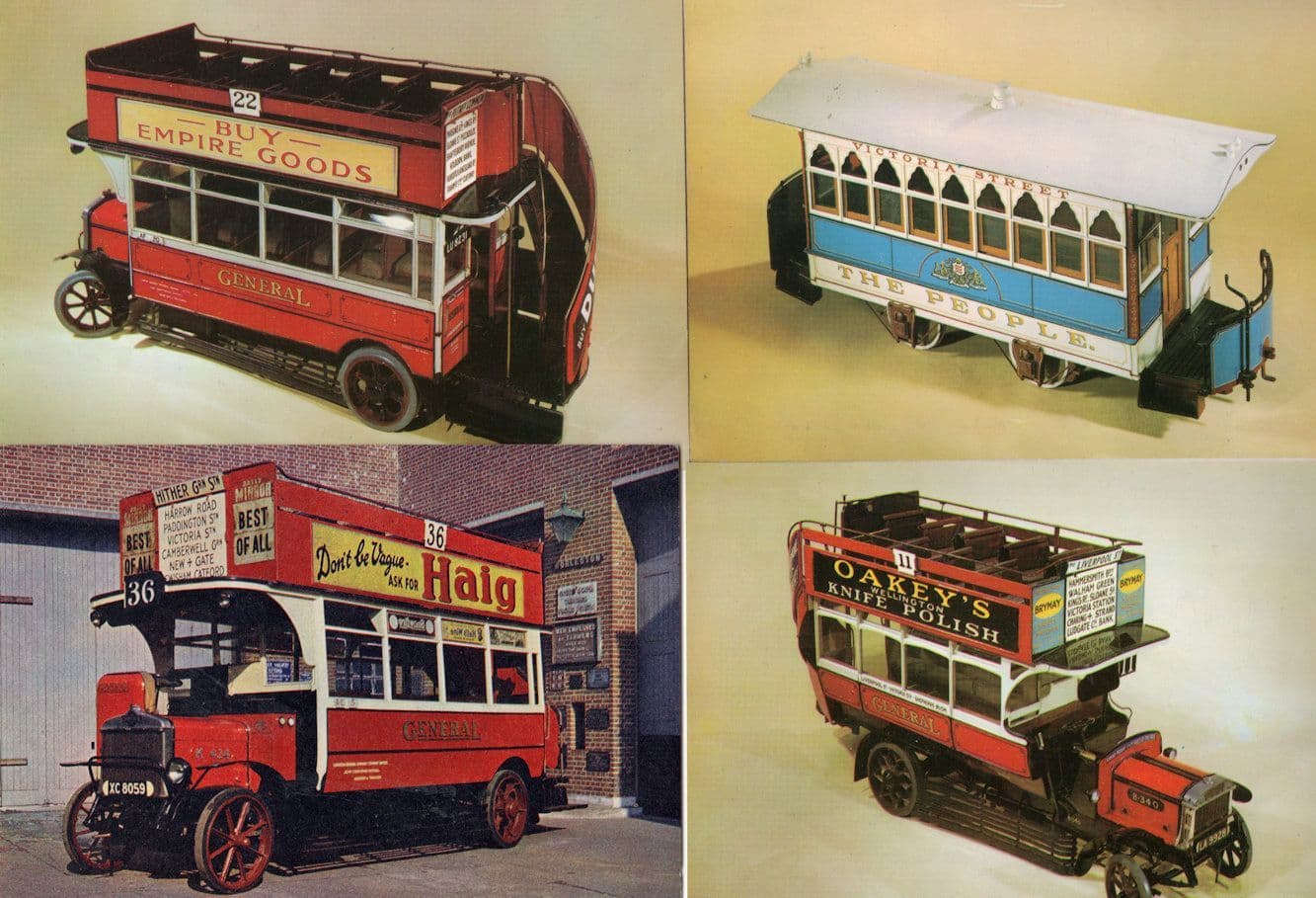 Toy Model London Bus Horse Car Tram Victorian 4x Postcard s
