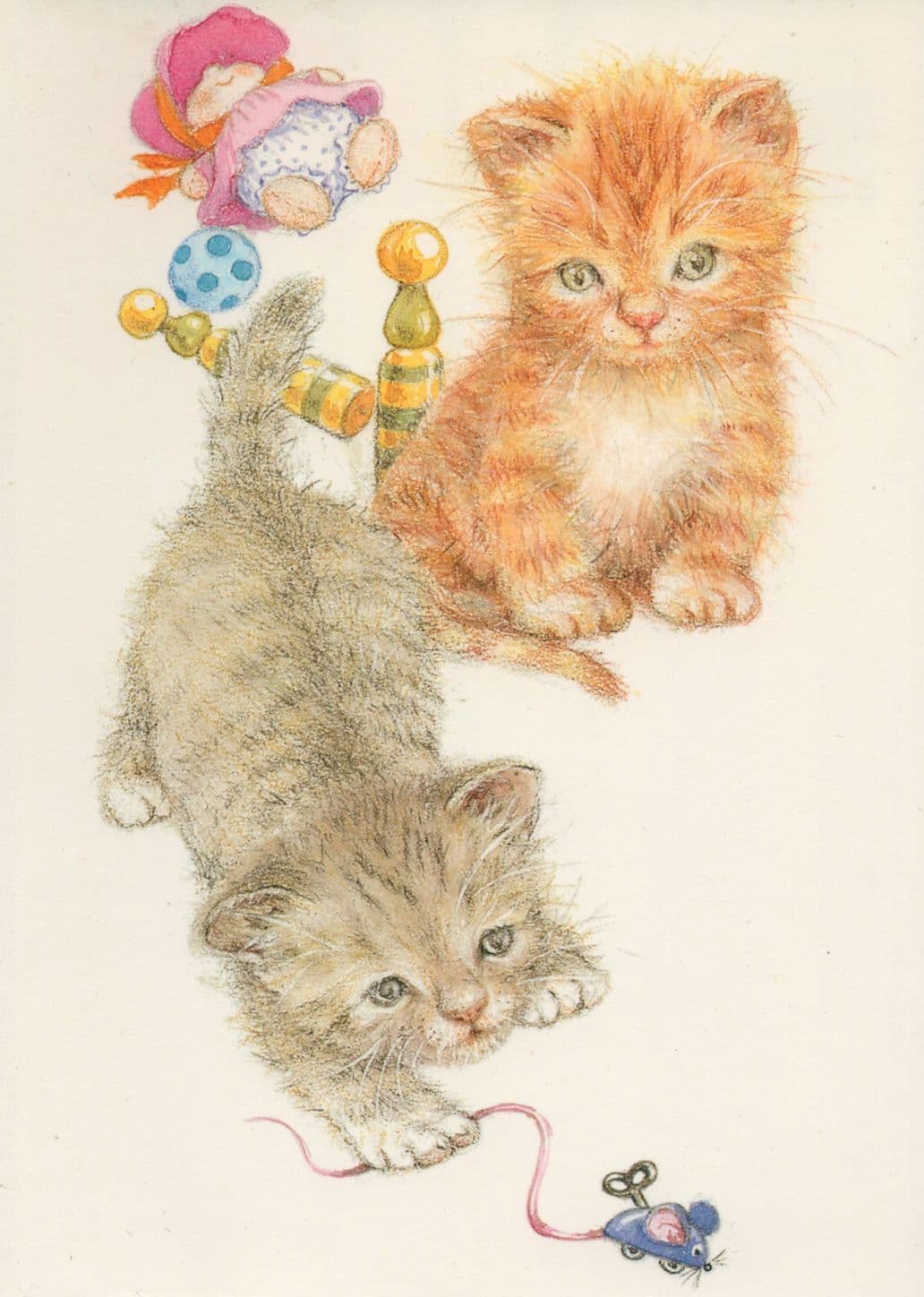 Toy Mouse Wind Up Toys Games Kittens Cats Comic Postcard