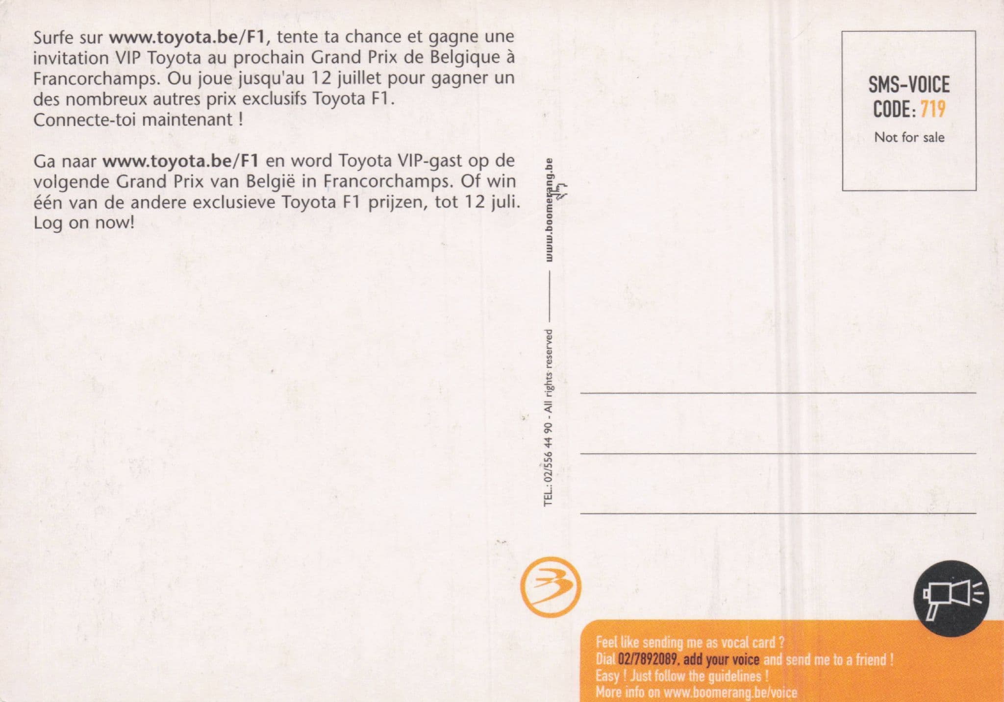 Toyota Belgium Grand Prix Spa Francorchamps Competition Postcard