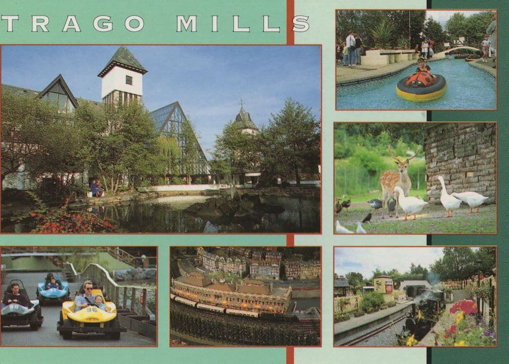 Trago Mill Motor Racing Dinghy Sailing Devon 1980s Postcard