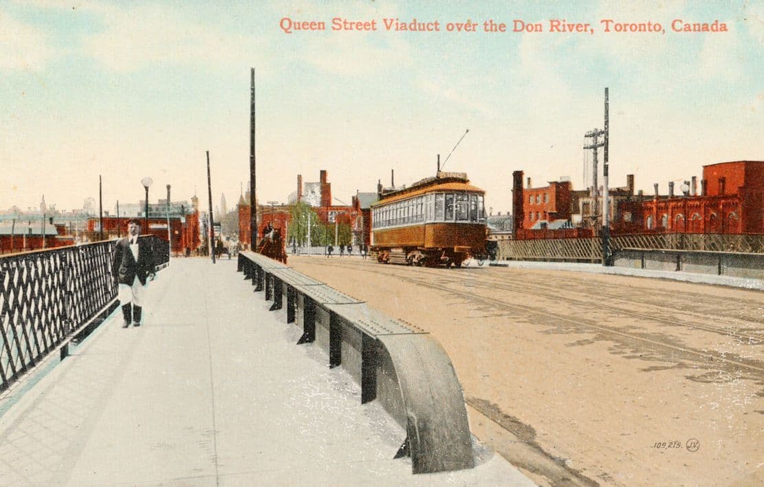 Tram at Queen Street Viaduct Don River Toronto Canada Postcard