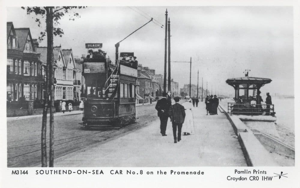 Tram Number 8 Southend On Sea Essex Old Beach Bus Photo Postcard