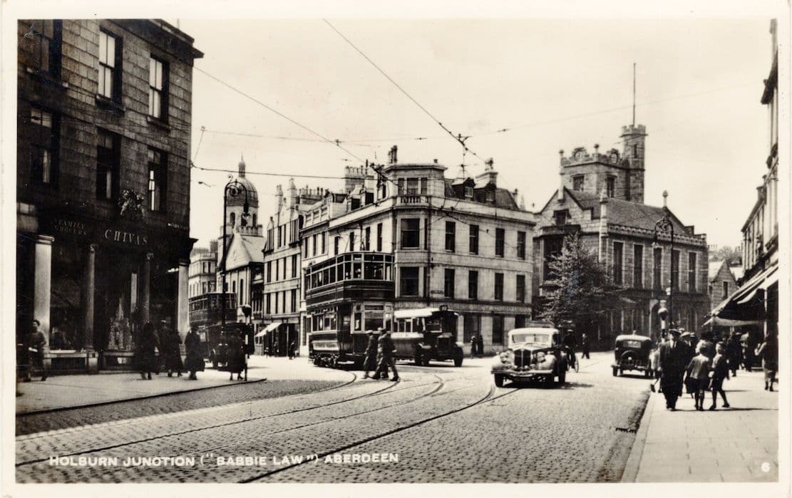 Tramway at Holburn Junction Babbie Law Scotland Aberdeen RPC Postcard