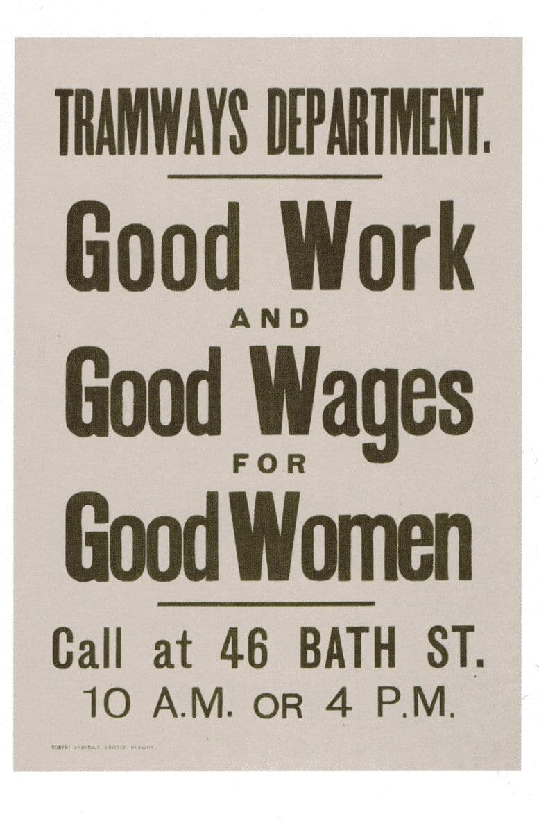Tramways Department Good Wages Women Bus WW2 Poster Postcard