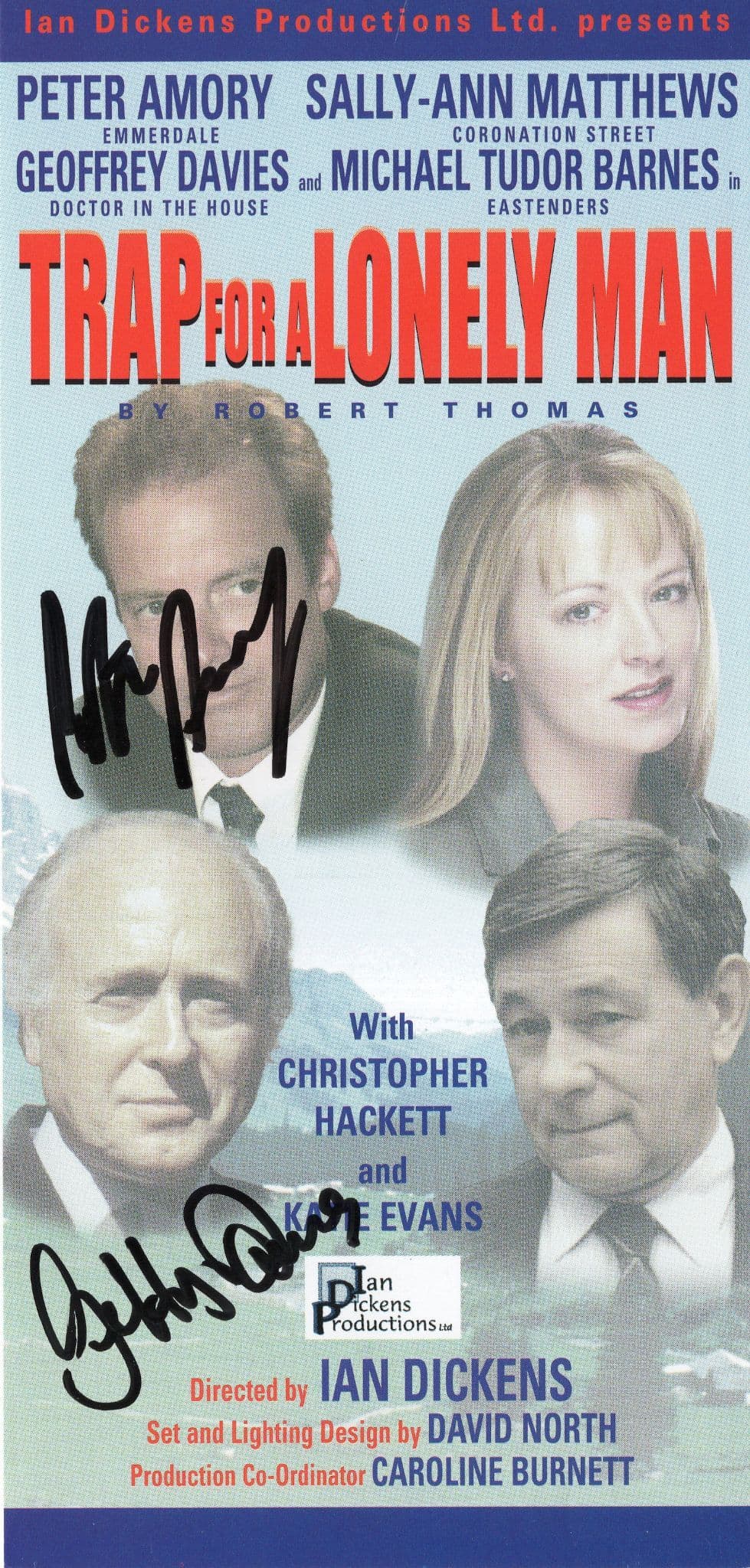 Trap For A Lonely Man Kate Evans Double Hand Signed Theatre Flyer