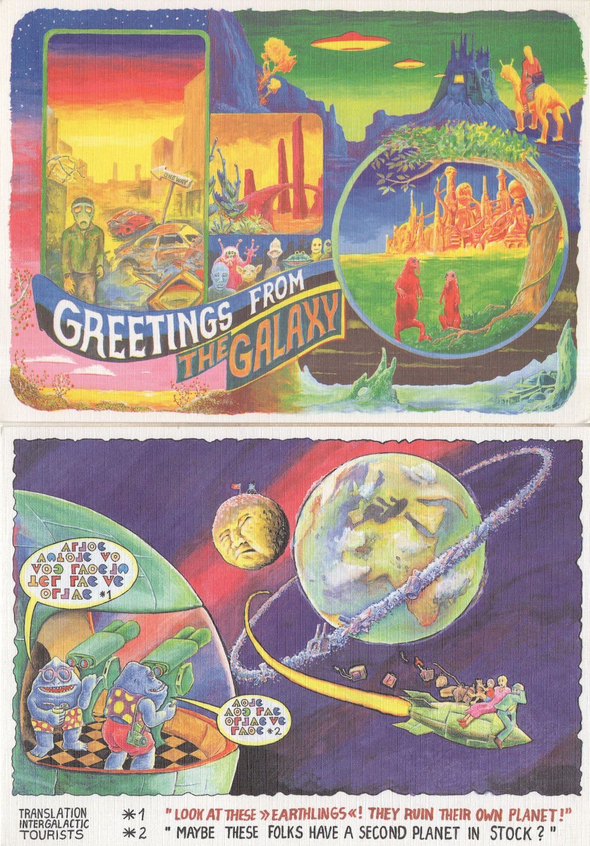 Travel From Earth To Milky Way Space Travel 2x Comic Postcard s