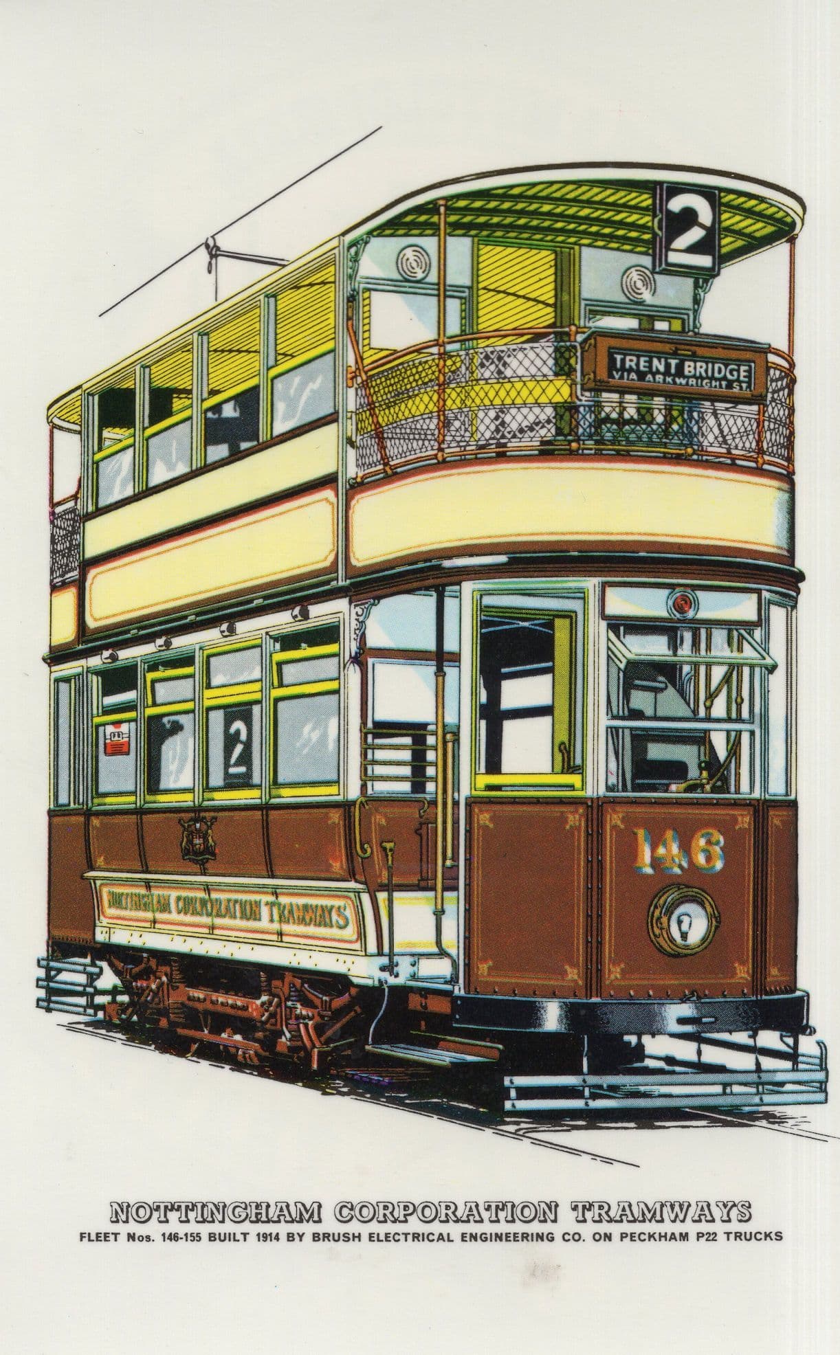 Trent Bridge Nottingham Bus Old Tram Fleet 146 Postcard