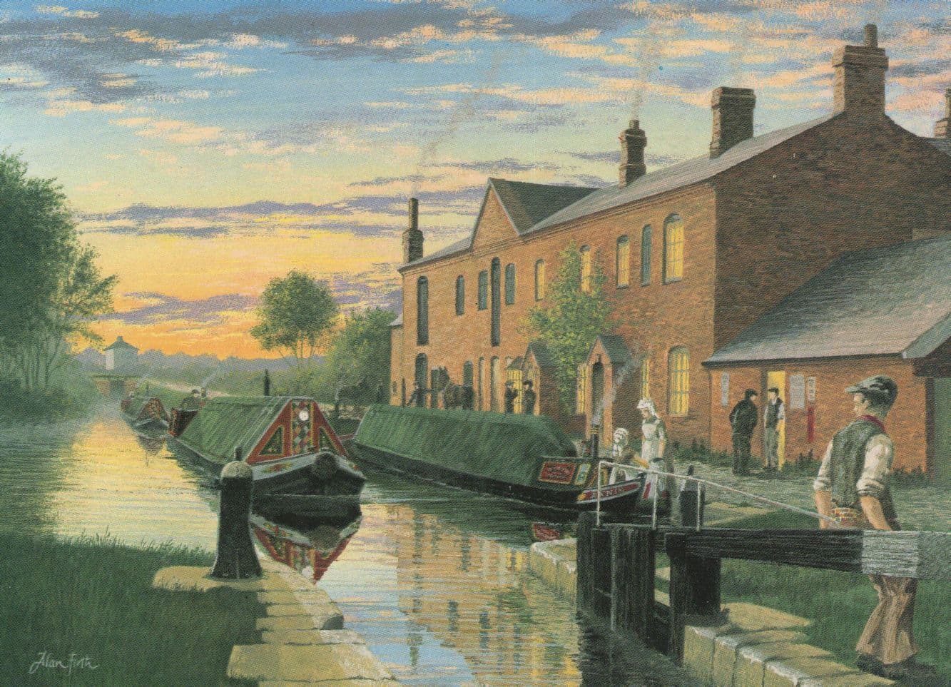 Trent & Mersey Coventry Canal Alan Firth Painting Postcard
