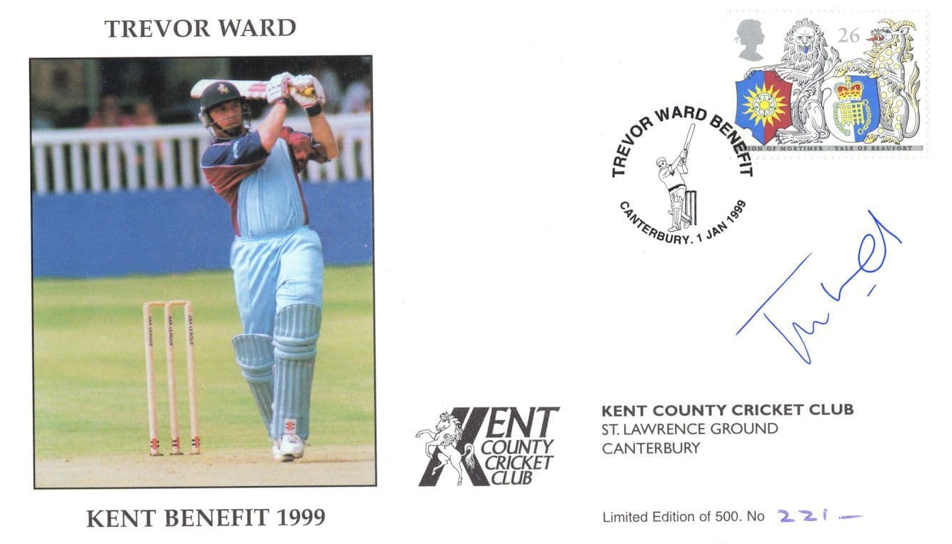 Trevor Ward Kent Cricket Club 1999 Hand Signed FDC