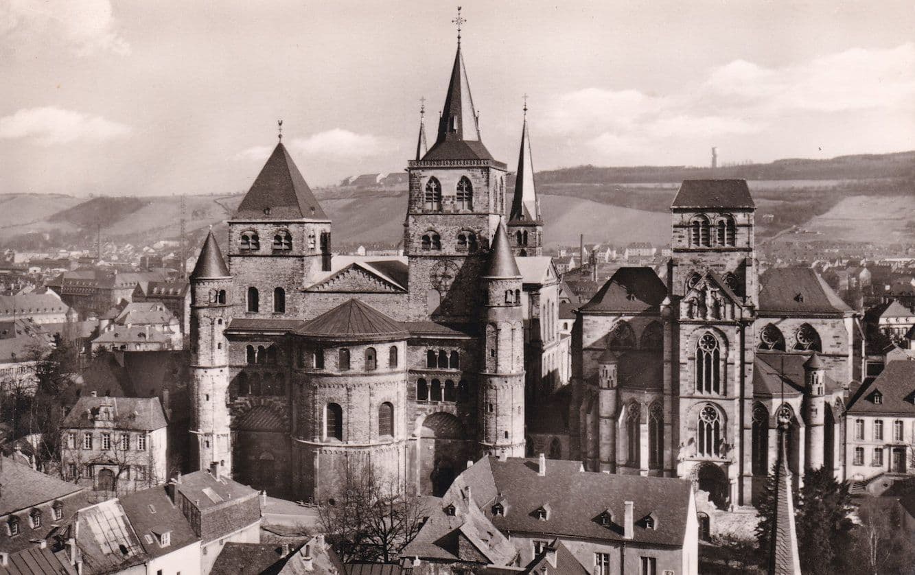 Trier Mosel Treves Moselle Chirch Aerial German Real Photo Postcard