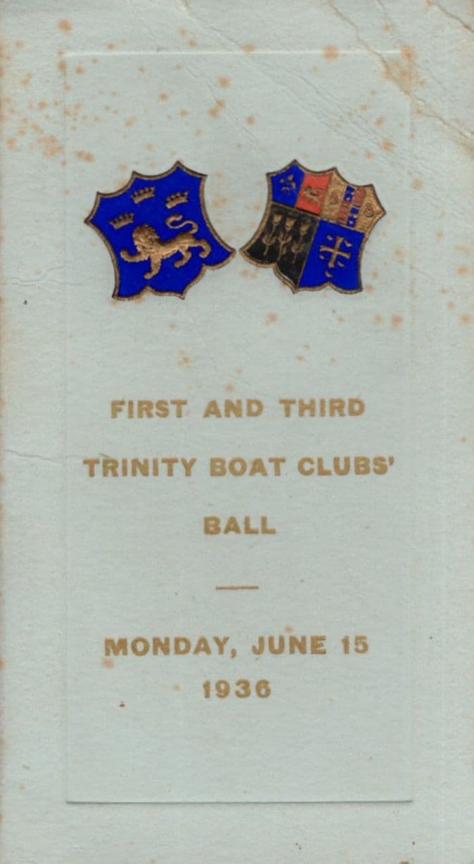 Trinity College Boat Clubs Ball Cambridge 1939 WW2 Programme Guide