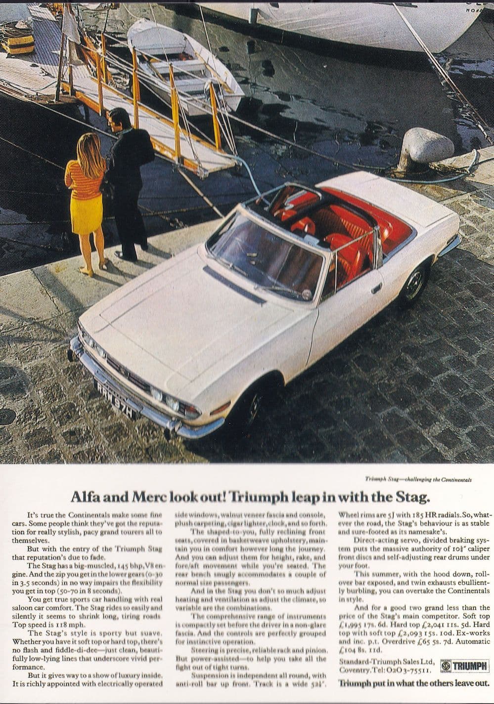 Triumph Stag Alfa & Marc Look Out Car Advertising Postcard