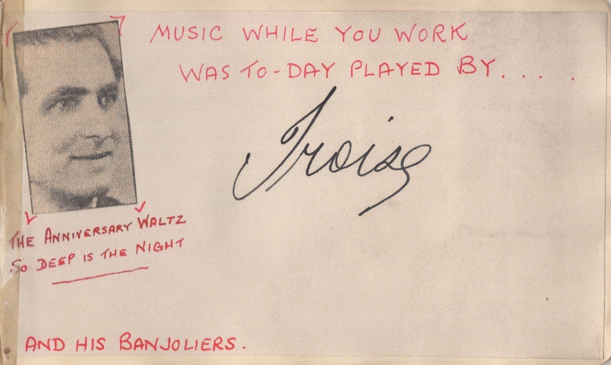 Troise & His Banjoliers Antique Hand Signed Autograph