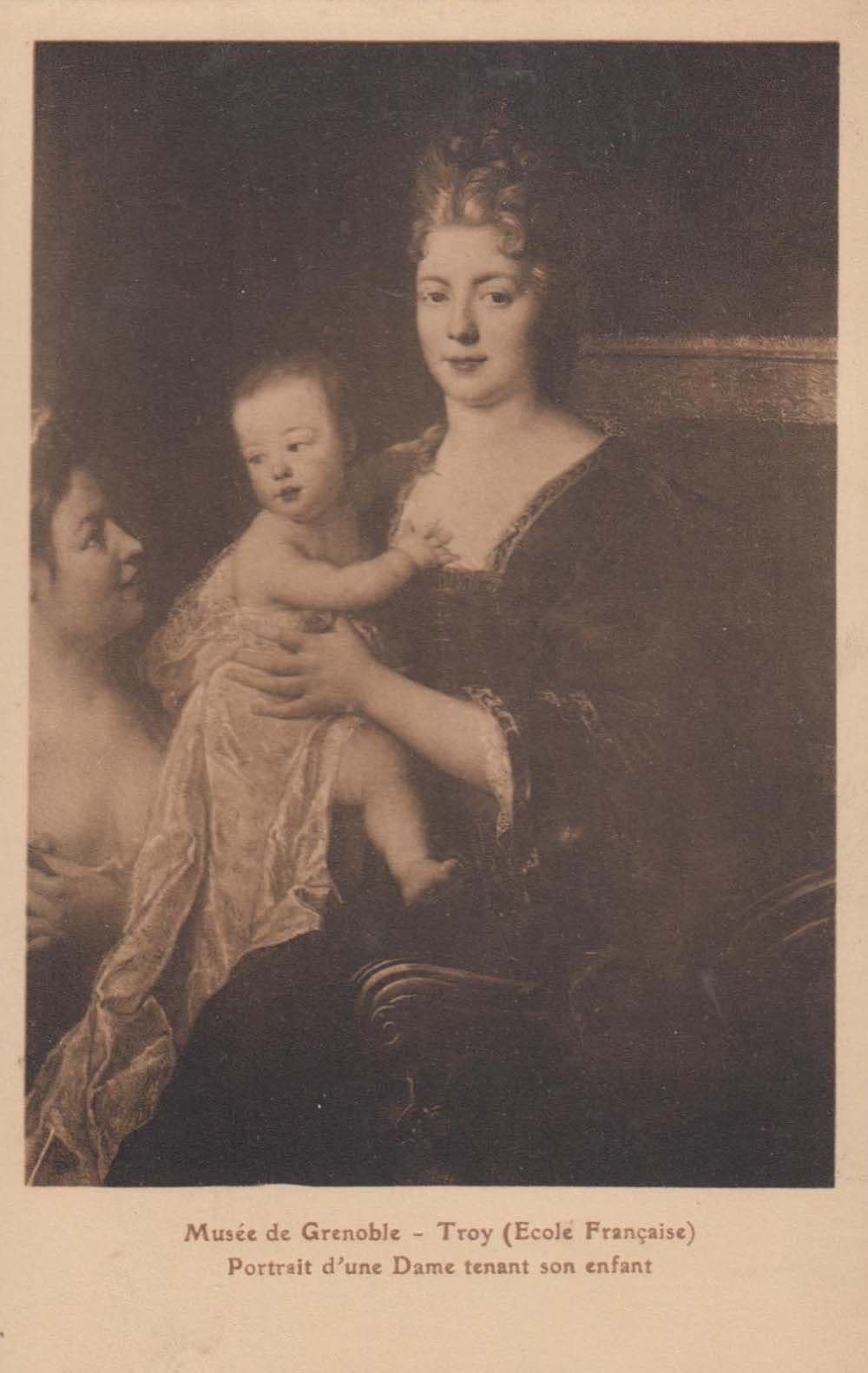 Troy Portrait D'Une Dame Tenant Son Enfant Grenoble Musuem Old Painting Postcard