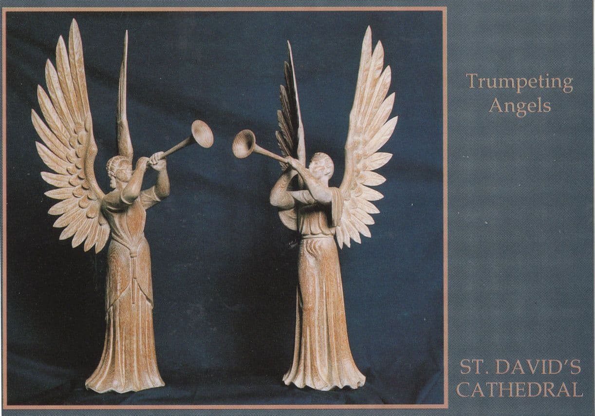 Trumpeting Angels St Davids Cathedral Welsh Postcard