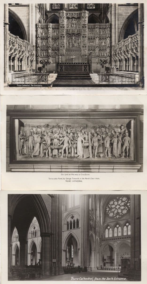 Truro Cathedral Interior Wales 3x Old Real Photo Postcard s