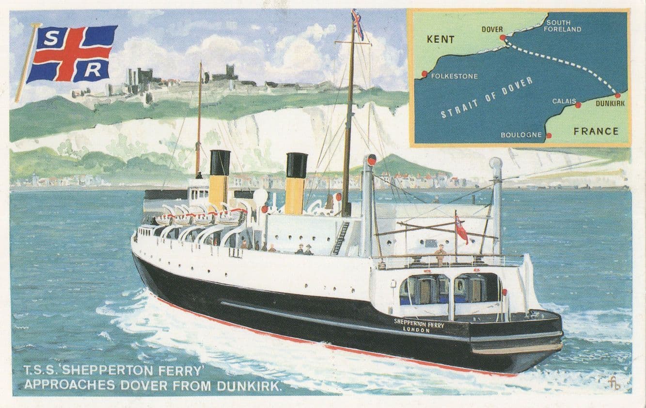 TSS Shepperton Ferry Dover Dunkirk Old Ship Ticket Poster Postcard