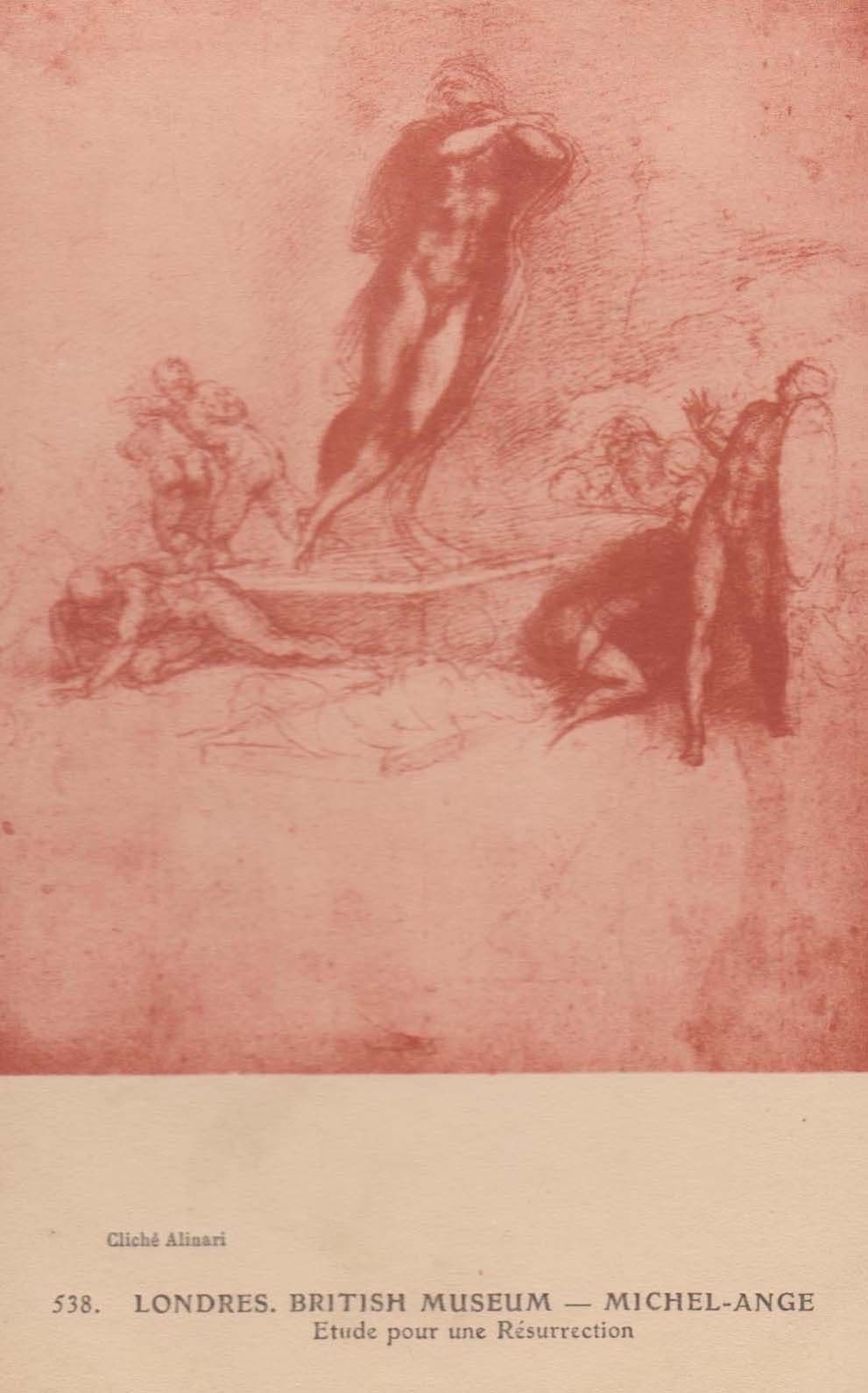 Etude pour la RÔøΩsurrection Michel Ange Painting Postcard