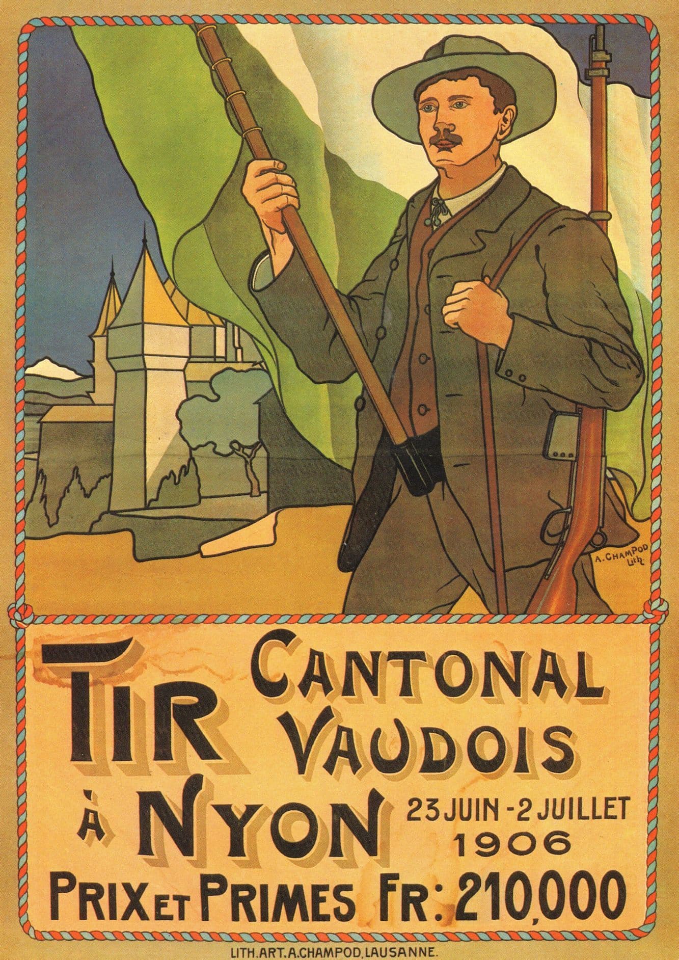 Tuir Nyon Cantonal Vaudois 1906 Switzerland Poster Postcard