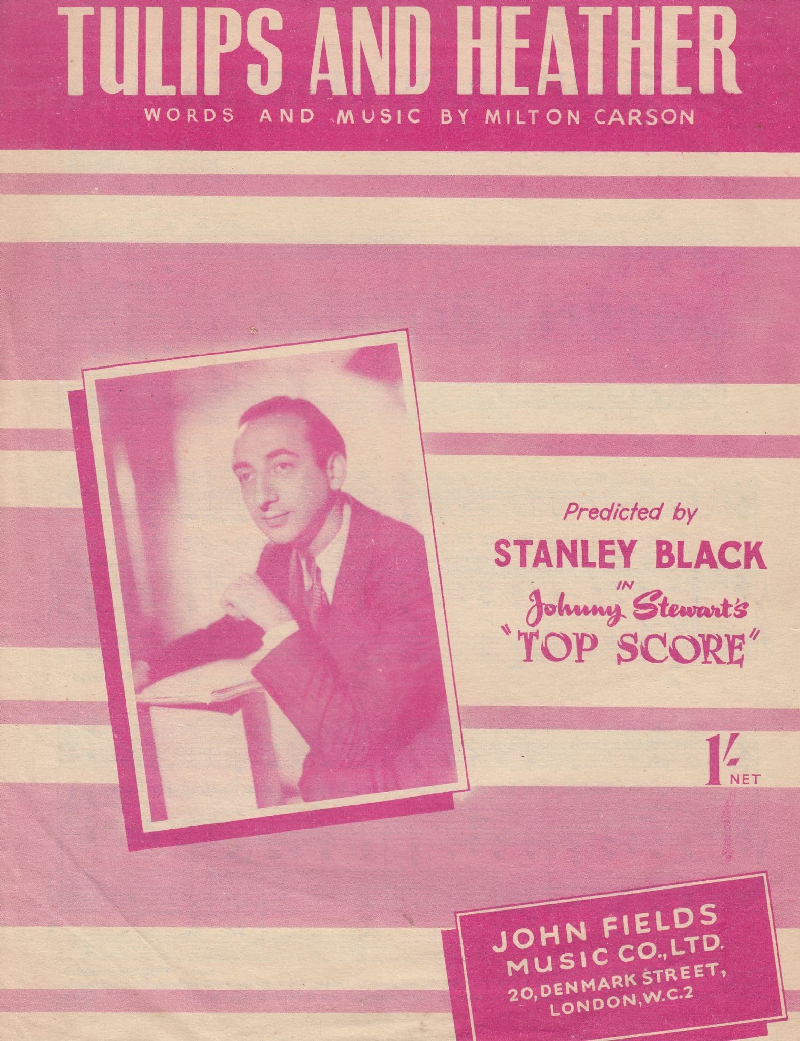 Tulips & Heather Stanley Black 1950s Sheet Music